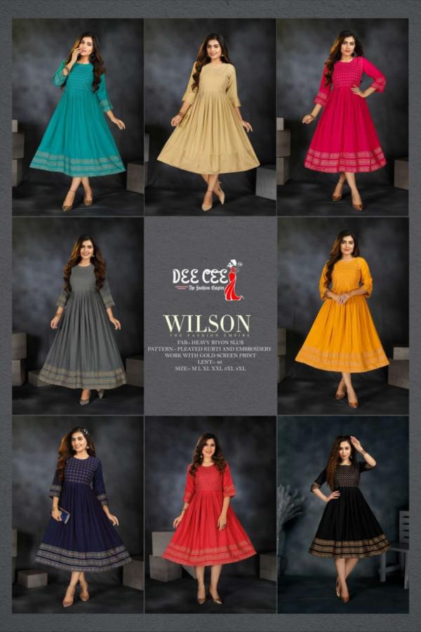 Dee Cee Wilson Rayon Embroidery Designer Kurti Collection